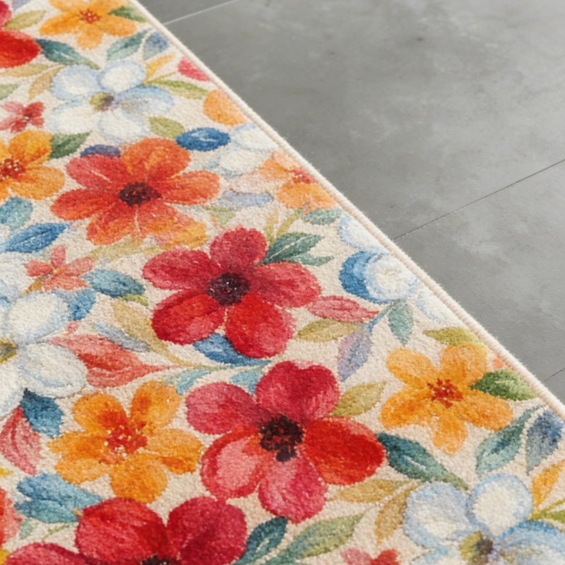 Washable Flower Runner Rug– Non-Slip & Pet-Friendly