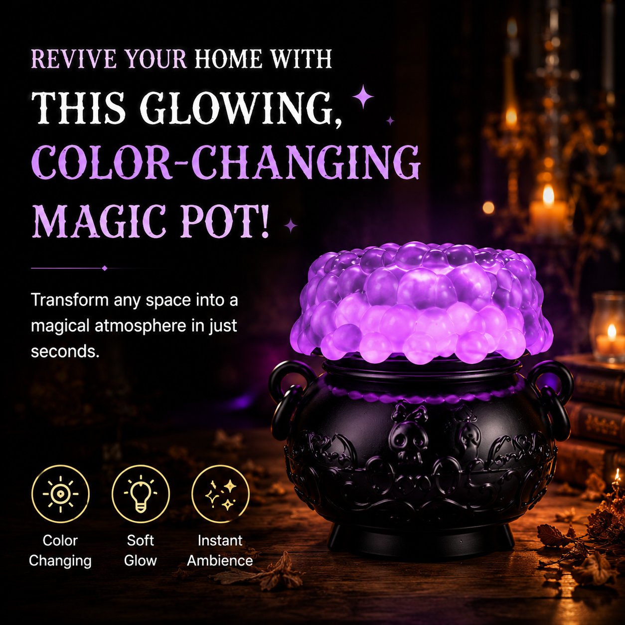 ✨Hot Sale 49%OFF👻Light-up Color-changing Cauldron Waterglobe