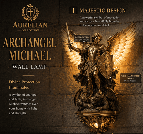 👼⚔️ Archangel Michael Divine Wall Lamp — Shield of Light & Valor. Exquisite 3D Relief Craftsmanship, Sacred Home Guardian Lighting (2026 Collector's Edition)