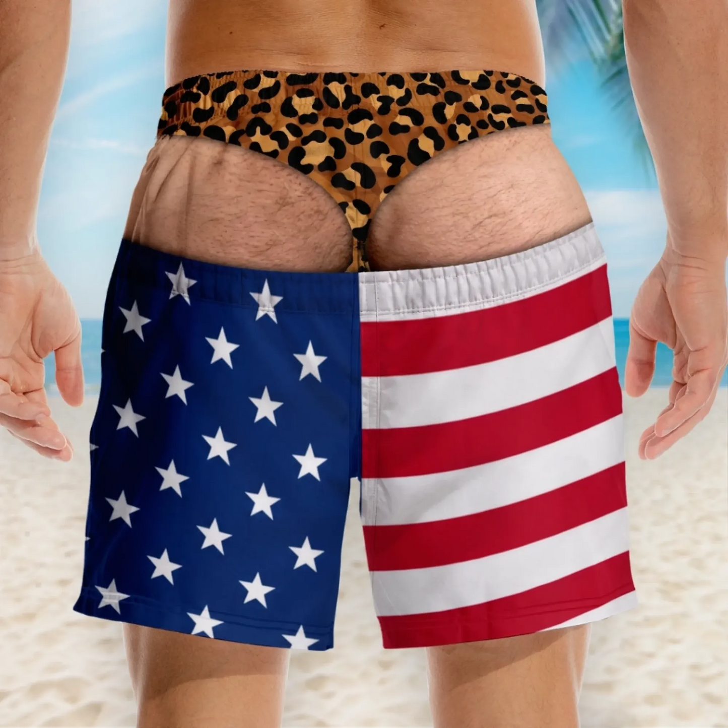 😂Funny Patriotic “Wide Load” Men’s Swim Trunks🍻