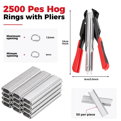 🔥LAST DAY 49% OFF - 🛠️100 PCS/600PCS/2500 PCS C Clips Hog Ring Pliers Kit, 3/4'' Hog Ring Nail, Fencing Plier Staple Gun Cage Clamp