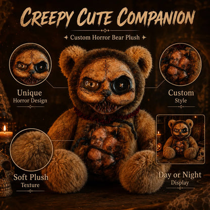🧸🩸 Custom Horror Bear Plush – Creepy Cute Scary Teddy Bear Collectible