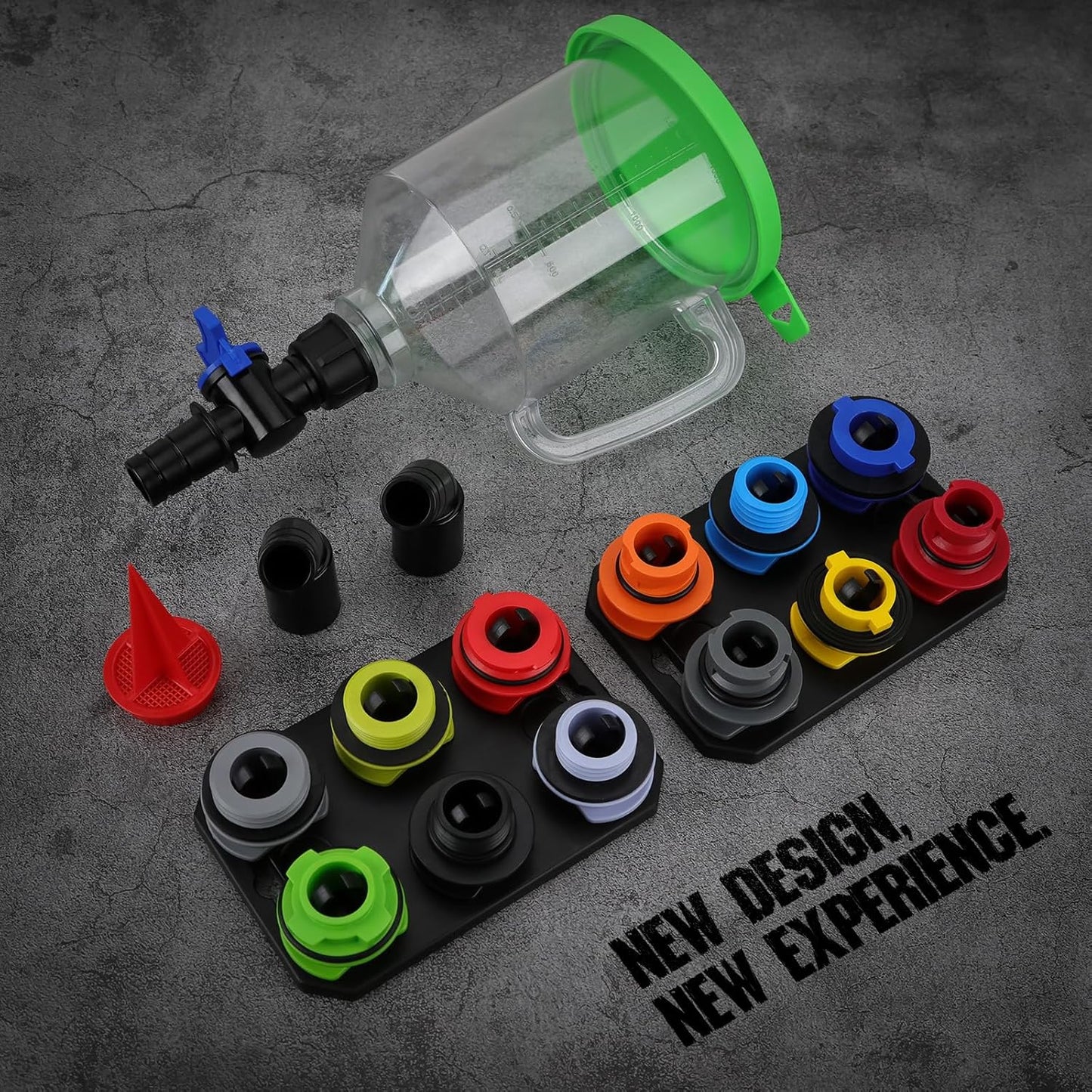 17-Piece Engine Oil Funnel Set-1.36 qt Automotive Oil Funnel Kit with 12 Adapters