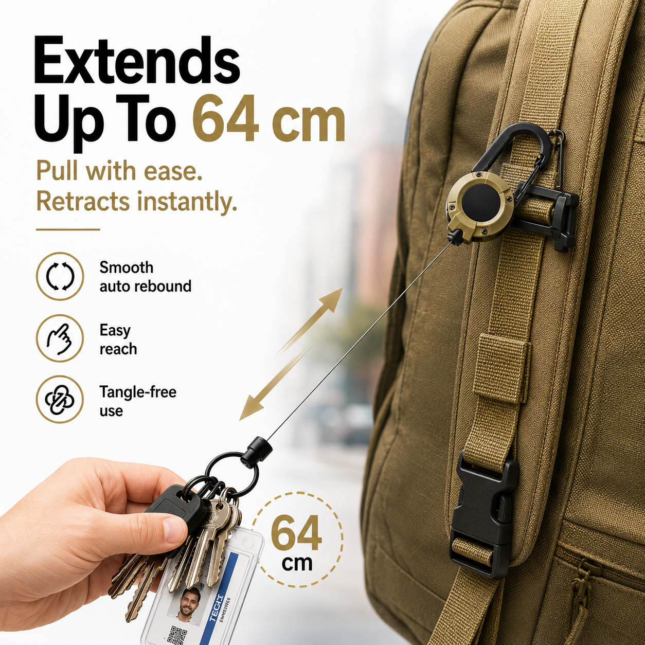 ✨Heavy‑Duty Retractable Keychain