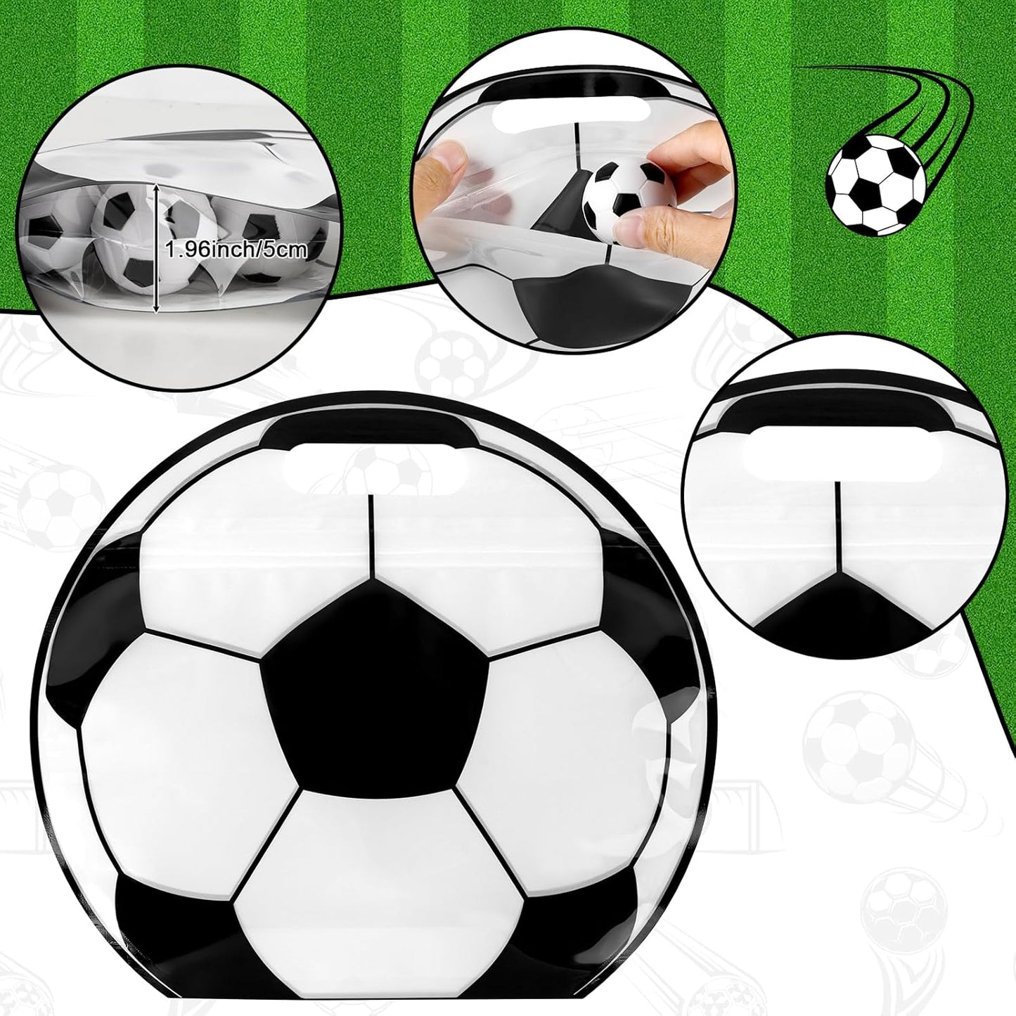 24pcs Soccer Snack Bags with Handles Reusable Sealed Candy Bags