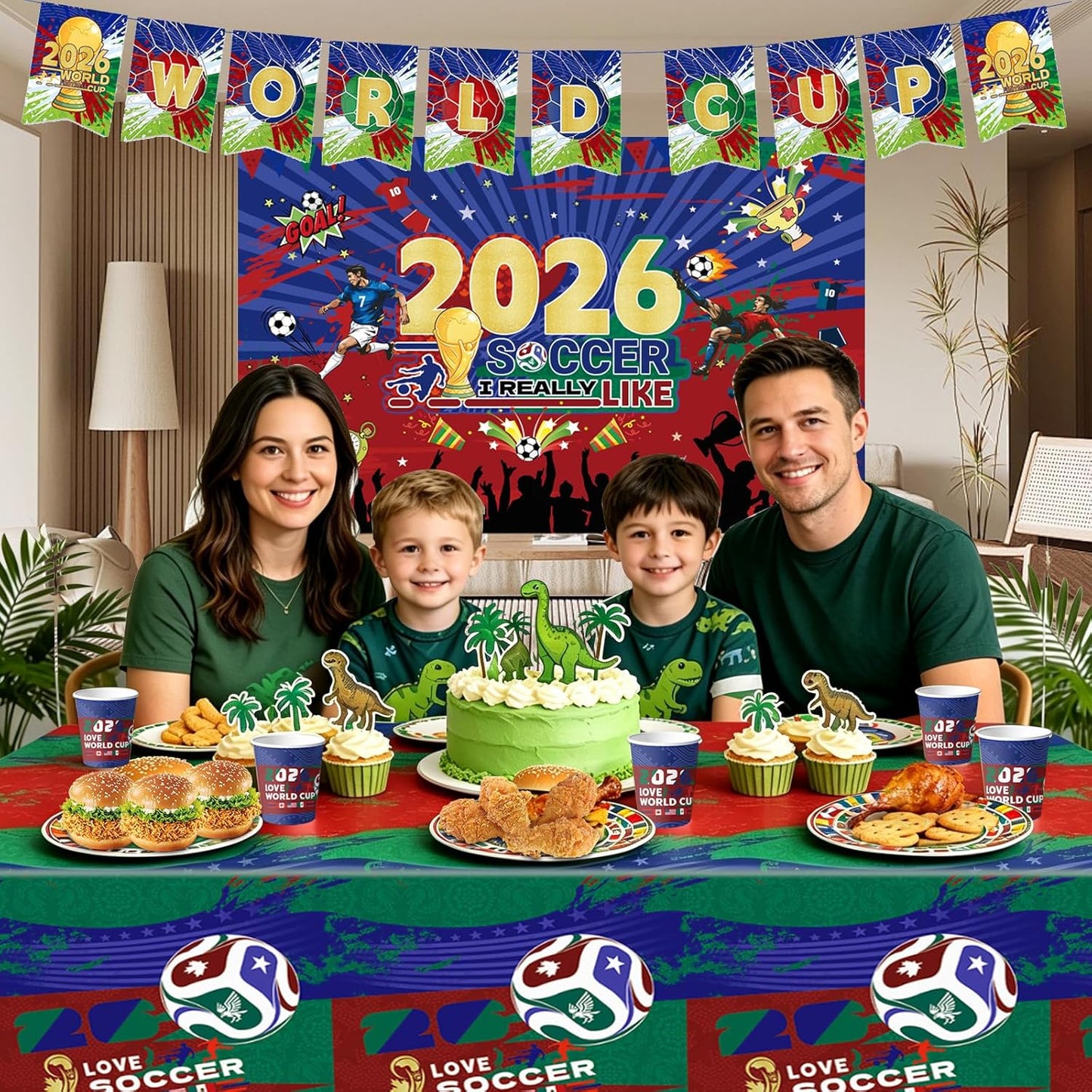 2026 World Soccer Party Decorations, 154 Pcs Party Kit for Party, Serve 10