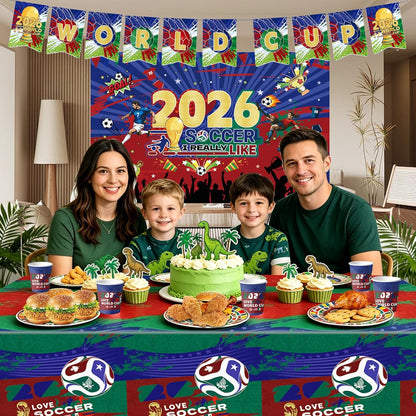 2026 World Soccer Party Decorations, 154 Pcs Party Kit for Party, Serve 10