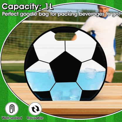 24pcs Soccer Snack Bags with Handles Reusable Sealed Candy Bags