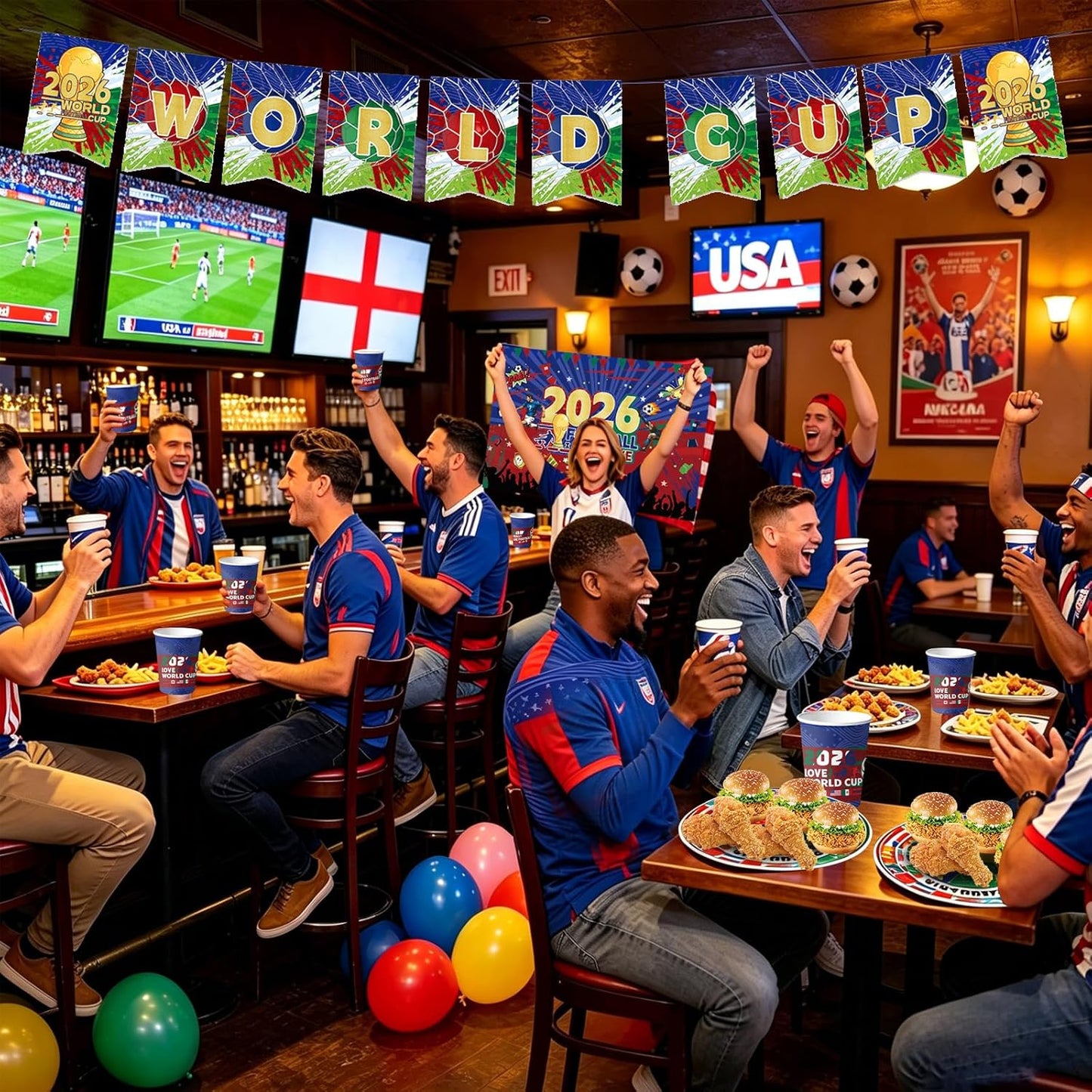 2026 World Soccer Party Decorations, 154 Pcs Party Kit for Party, Serve 10