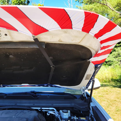 American Flag Car Hood Cover With Dual Triangle Clips Fits Trucks SUVs Sedans Jeep Commemorative Edition