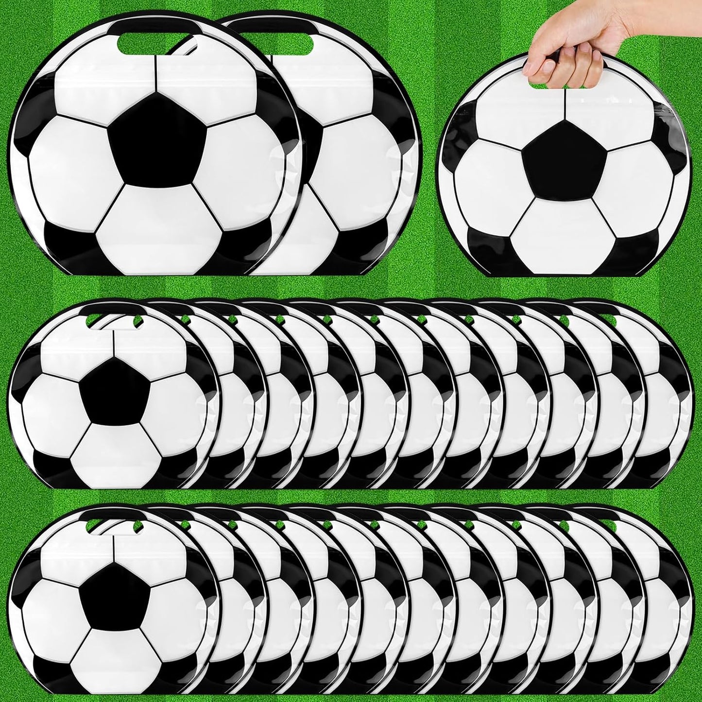 24pcs Soccer Snack Bags with Handles Reusable Sealed Candy Bags