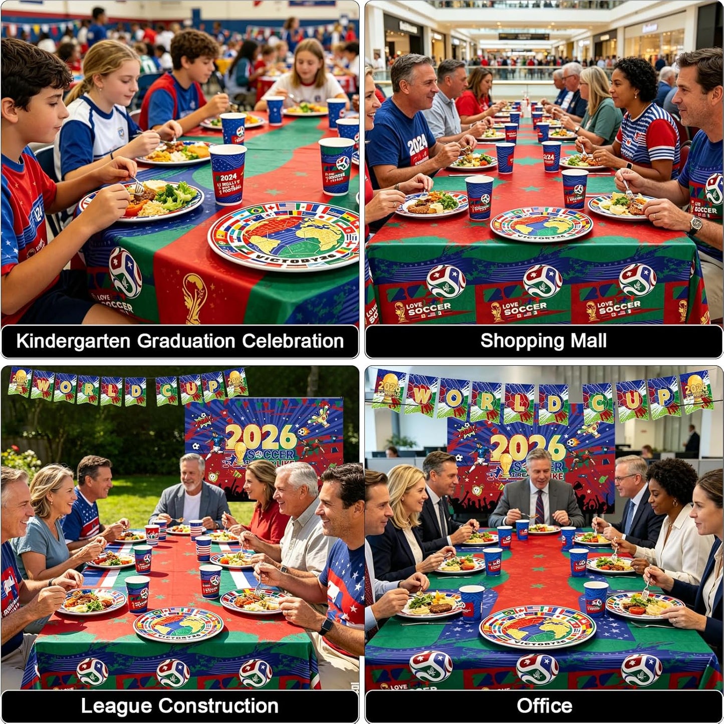 2026 World Soccer Party Decorations, 154 Pcs Party Kit for Party, Serve 10