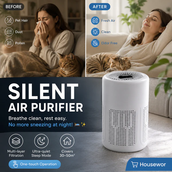 🌀 Air Purifier for Home 🌿 Includes Filter & Aromatherapy Tablets