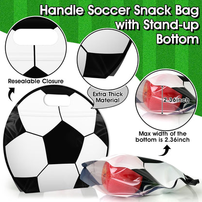 24pcs Soccer Snack Bags with Handles Reusable Sealed Candy Bags