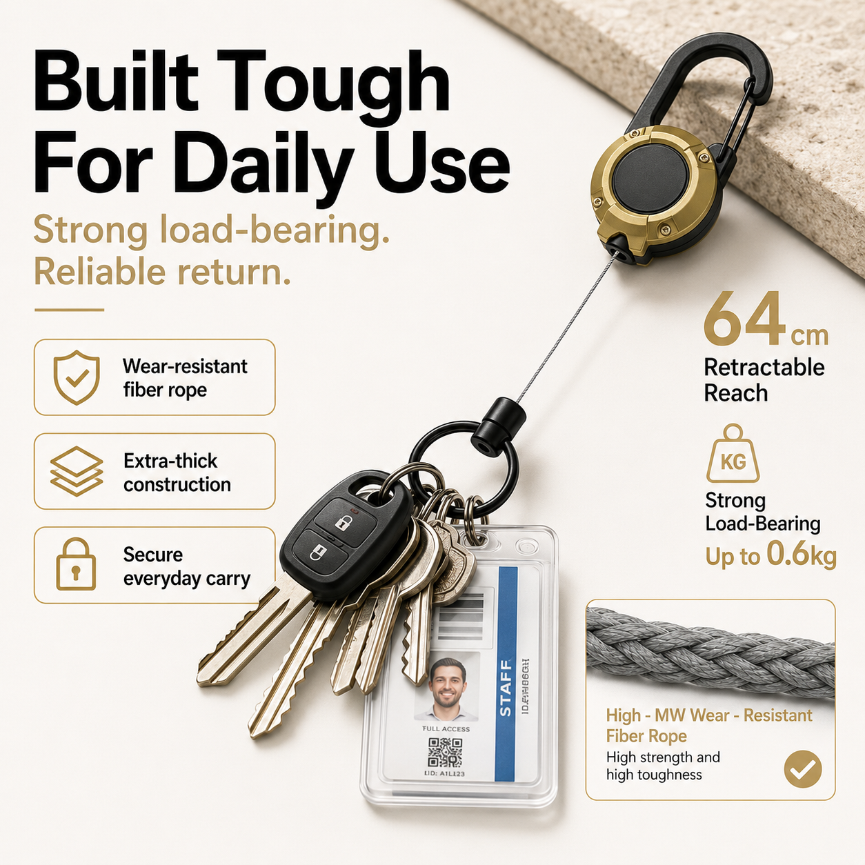 ✨Heavy‑Duty Retractable Keychain
