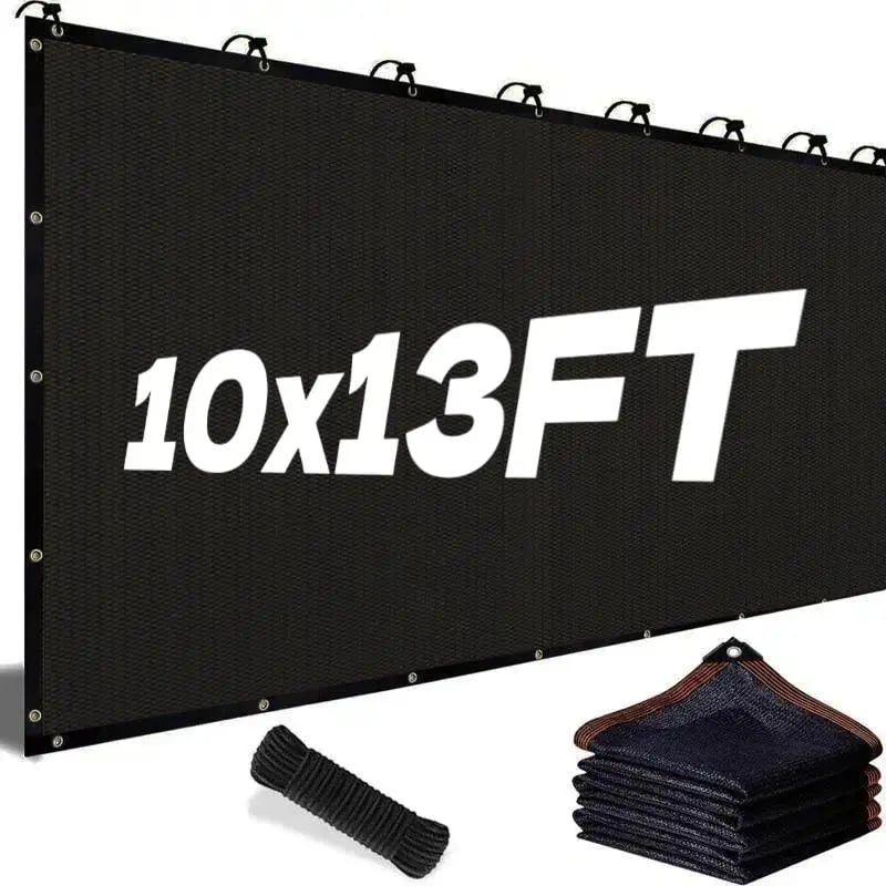 🌥️90% Blackout Cloth (Black) - 10 x 13ft UV-Resistant Shade Net with Reinforced Rivets