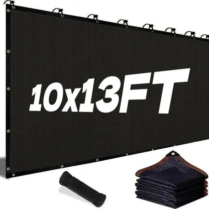🌥️90% Blackout Cloth (Black) - 10 x 13ft UV-Resistant Shade Net with Reinforced Rivets