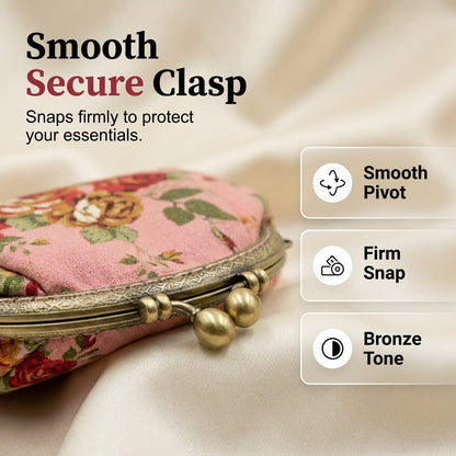 🌸 Vintage Floral Kiss-Lock Mini Wallet Clutch — Lightweight Daily Carry Purse for Women