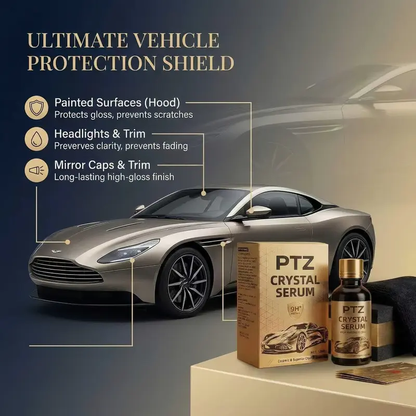 Crystal Serum 9H+ Ceramic Coating for Cars - 10X Harder Than Factory Paint, Ultra Hydrophobic Mirror Shine, Scratch & UV Protection, Long-Lasting Auto Detailing Kit