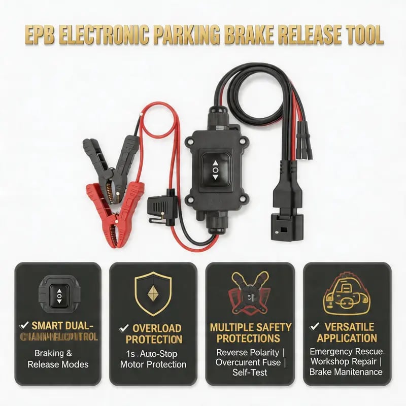 🔥Universal EPB Emergency Release Tool – 40A Fuse & Dual-Channel Forward/Reverse Control for Electronic Parking Brake