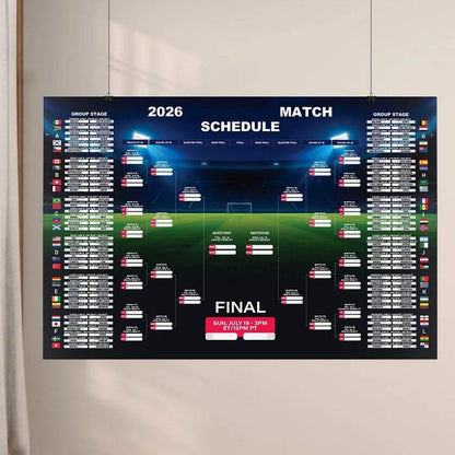 ⚽🏆Graphic World Soccer 2026 Schedule Wall Chart, Soccer Fixtures Chart, Soccer Cup 2026 Result Chart （3 Jumbo Posters ）