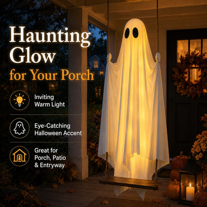 👻 Light-Up Swing Ghost – The Cutest Spooky Halloween Yard Decor 🎃