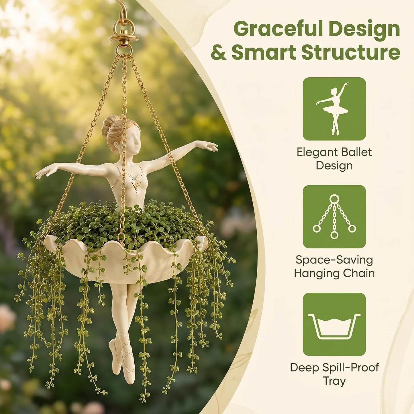 Ballet Dancer Hanging Planter – Elegant Garden Art for Your Favorite Plants 🩰🌿