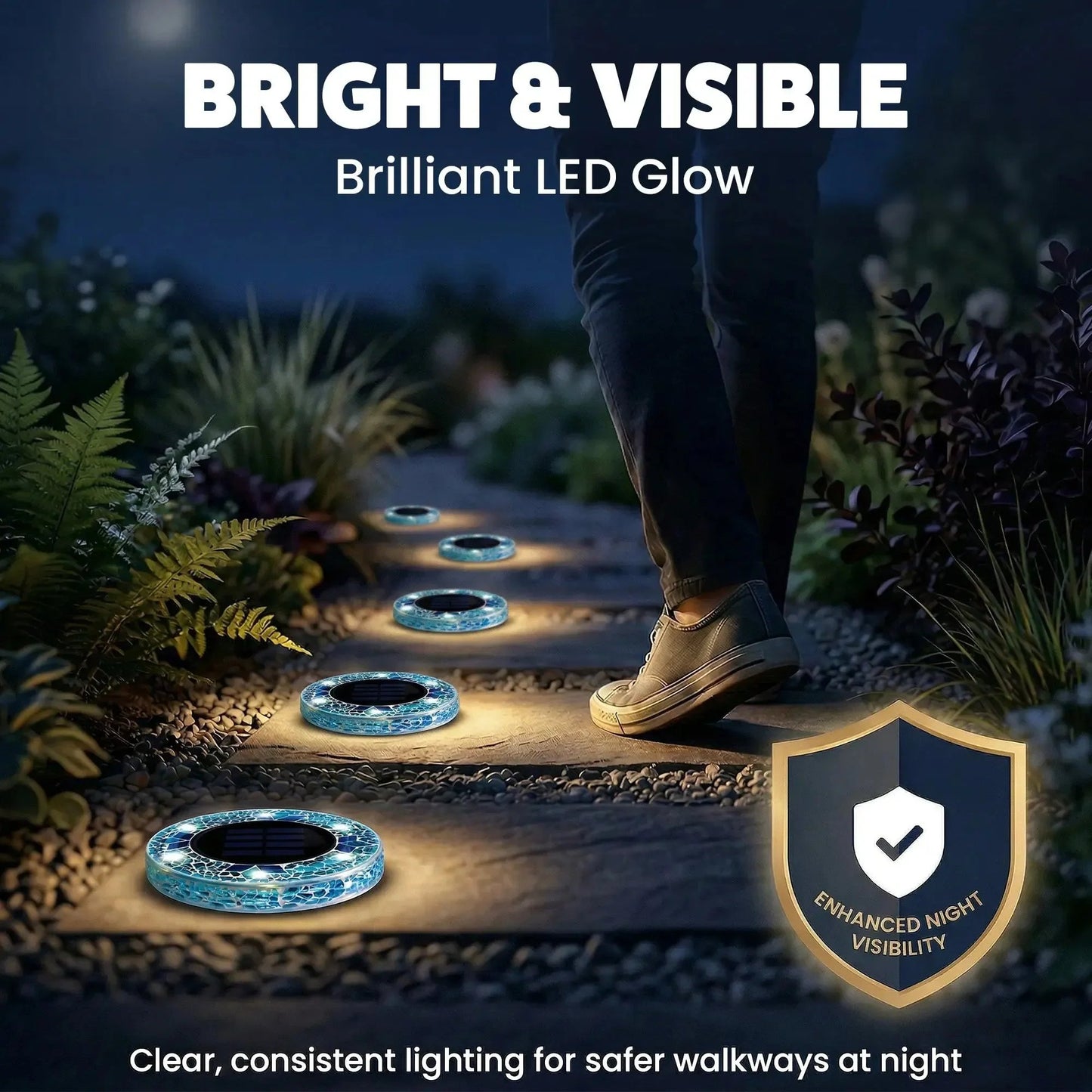 ✨Solar Outdoor Mosaic Disk Lights, Waterproof Decorative Pathway LED Light