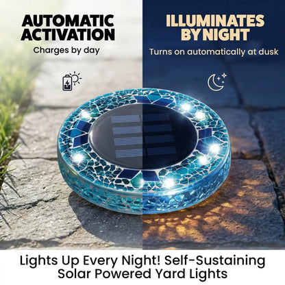 ✨Solar Outdoor Mosaic Disk Lights, Waterproof Decorative Pathway LED Light