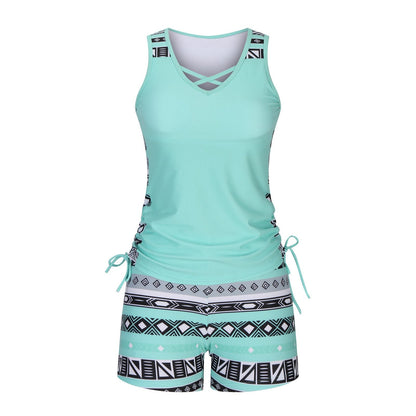 Miraclesuit Women's Tummy Control Tankini Set with Built-In Bra – Flattering Boho Swimwear with Shorts🔥 Buy 2 Free Shipping