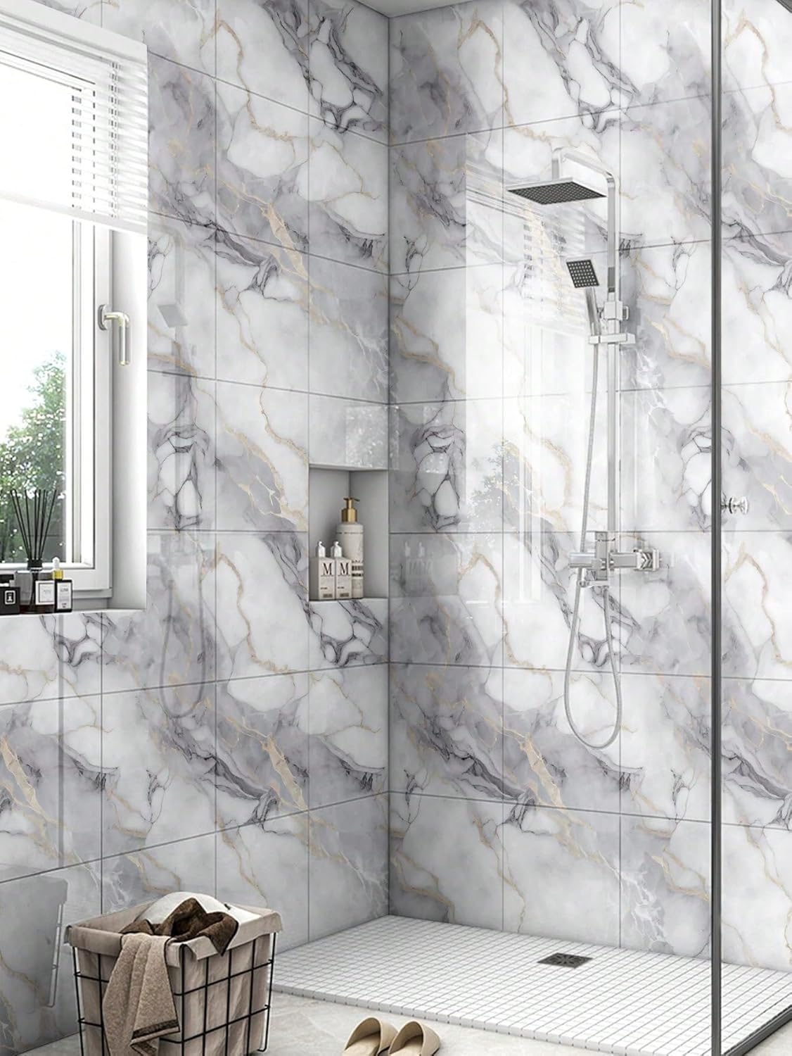 10 Pcs Marble Peel and Stick Waterproof Wall Panels🔥