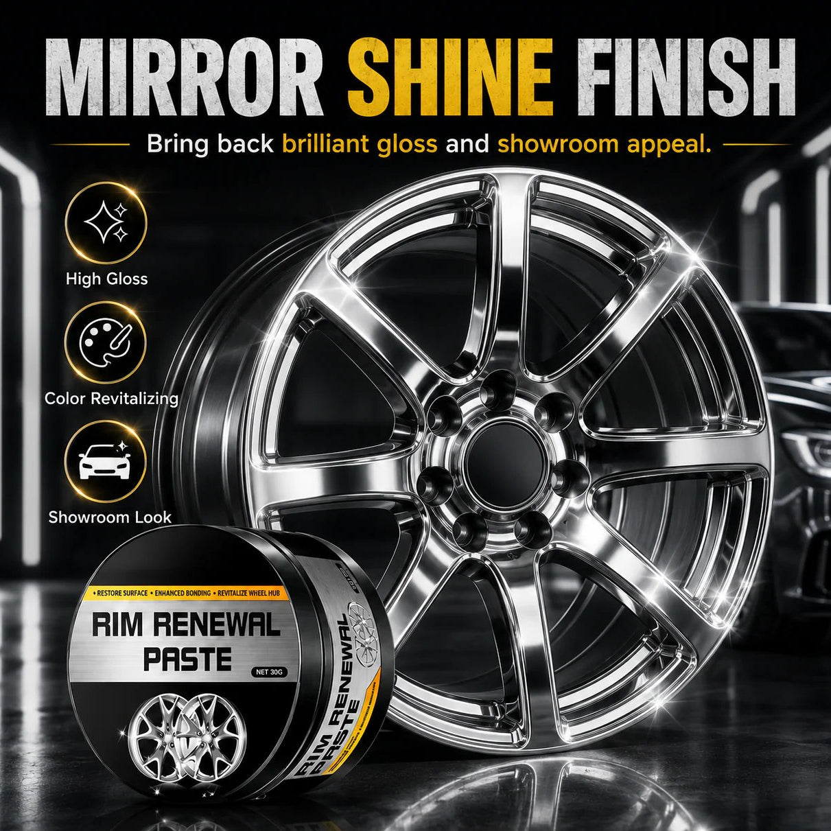 Wheel restoration paste helping restore wheel shine