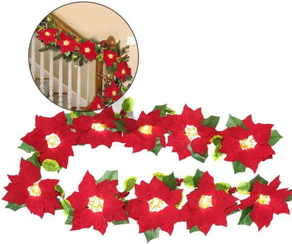 Red Flower Christmas String Lights | Cozy Holiday & Party Decor