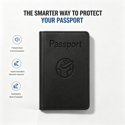 Smart Passport Cover with Apple Find My | Anti-Lost Travel Wallet RFID Slim Case