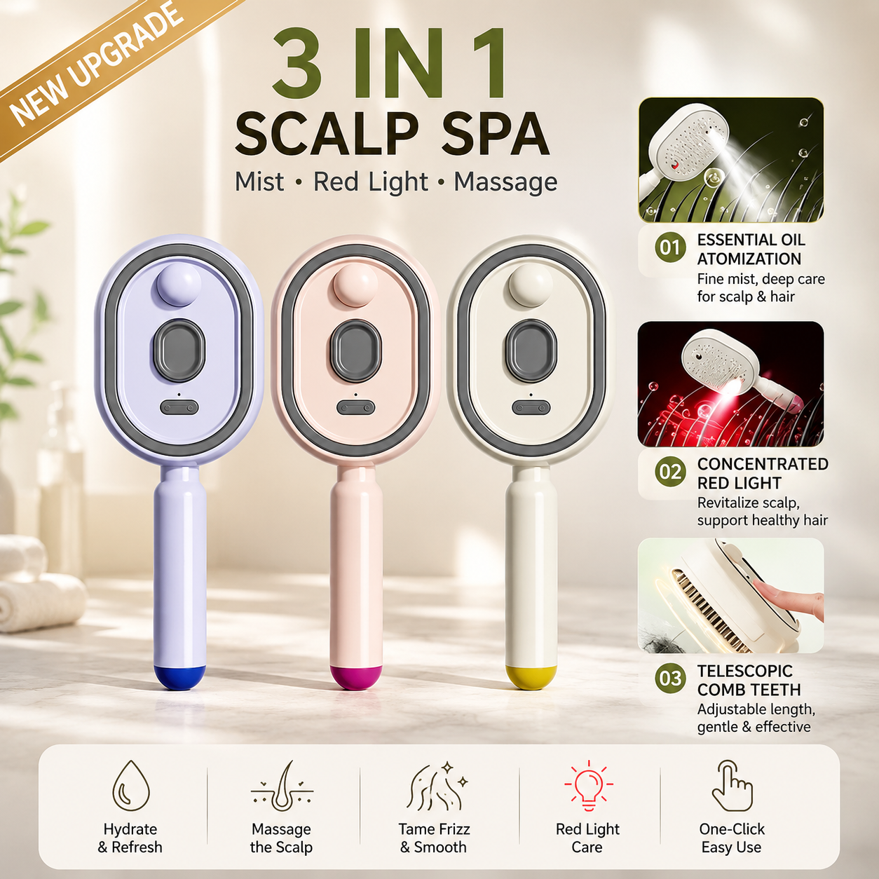 🌸LAST DAY 50% OFF✨Steam Mist Straightening Comb – Easy Salon-Like Hair