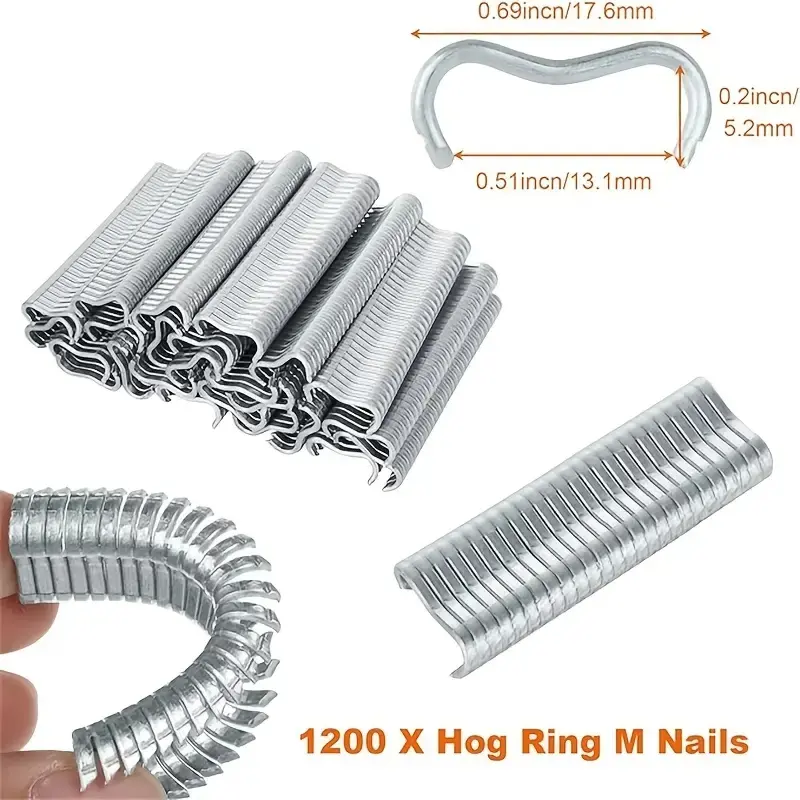 Heavy-Duty Carbon Steel Hog Ring Gun Kit with 600 M-Clips | Multi-Purpose Fence & Cage Fastening Tool
