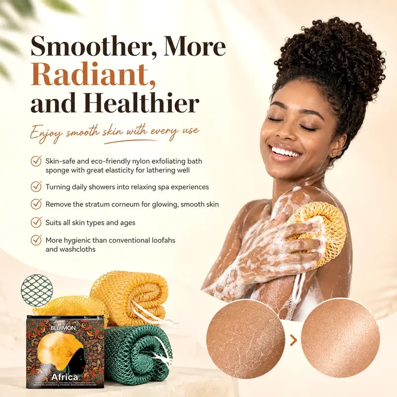 🧼✨ Traditional African Bath Tool | Ethically Sourced Net Sponge – Removes Dead Skin – Leaves Skin Smooth