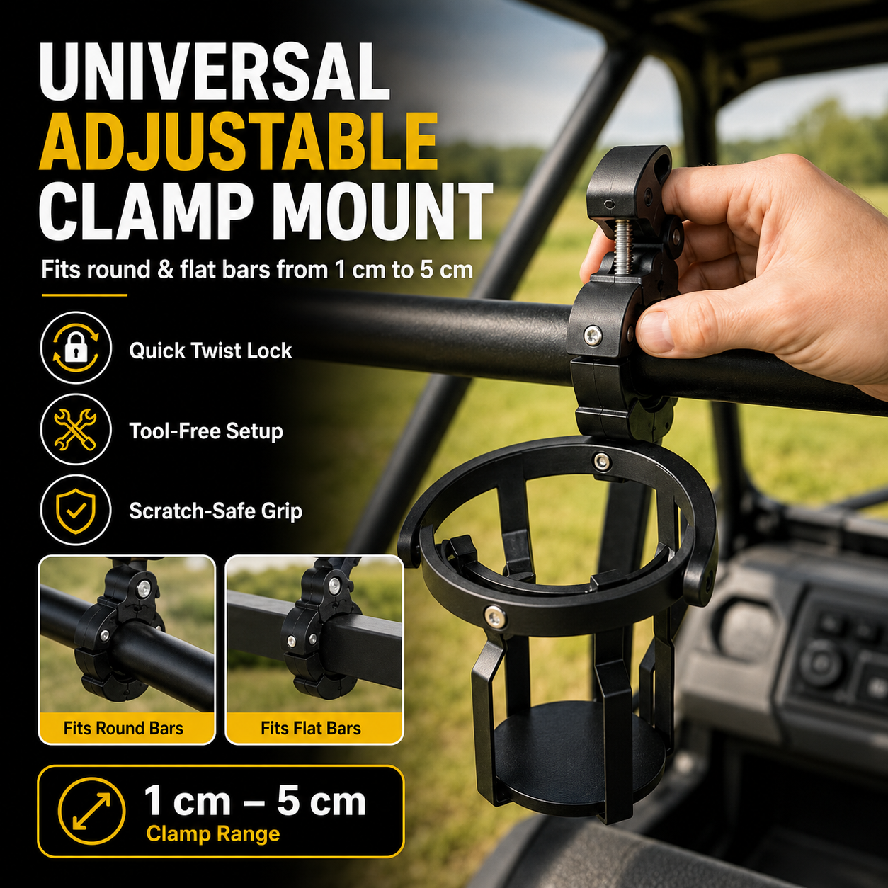 🥤Gyroscopic Anti-Spill Cup Holder | Clamp-On Auto-Level Drink Holder