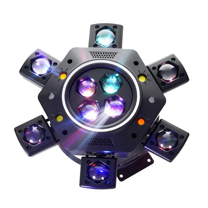 MDT Super 6-IN-1 Moving Head DJ Lights with RGBW 6-Arm Beams, Bee-Eyes Effect