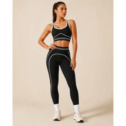 Women's High-Waisted Athletic Yoga Pants Set - Fitness Outfits, Modern Sportswear, Butt-Lifting Tight-Fitting Gym Training, Outdoor Tennis Clothes