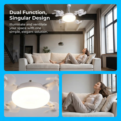 ❄️50% OFF TODAY💡 2-in-1 Ceiling Fan Light 🔧No Wiring • No Tools • Just Screw It In