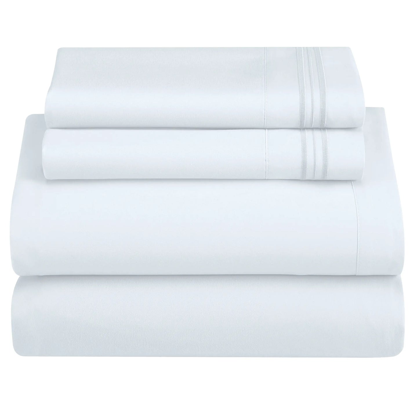 DECOR 4 Pcs Solid Bed Sheets - Brushed Microfiber Set