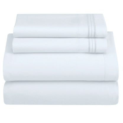 DECOR 4 Pcs Solid Bed Sheets - Brushed Microfiber Set