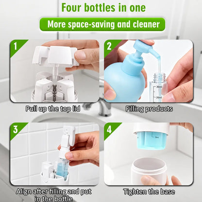 ✈️ 4-in-1 Leakproof Refillable Travel Toiletry Dispenser