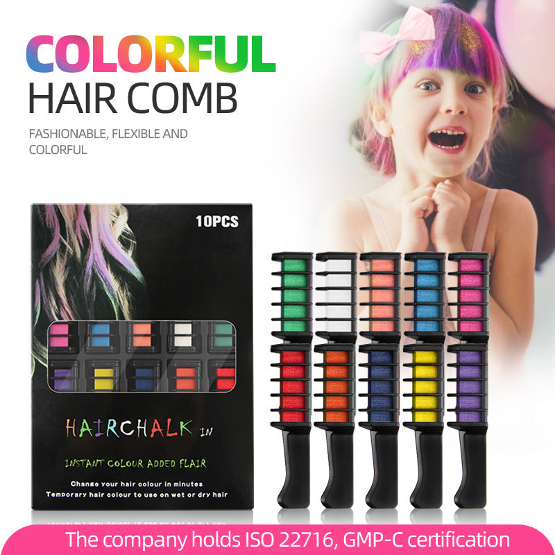 🌈HOT SALE 50% OFF – 10 Color Hair Chalk Comb Set | Instant Rainbow Hair Without Damage