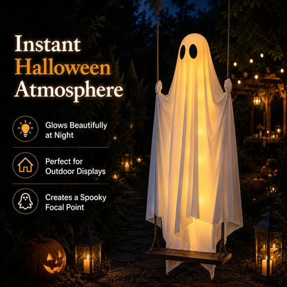 👻 Light-Up Swing Ghost – The Cutest Spooky Halloween Yard Decor 🎃
