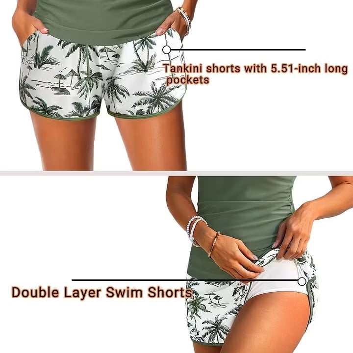 🏖️SUMMER SALE 49% OFF 🔥Aqua Eve Three Piece Tankini with Shorts🩱