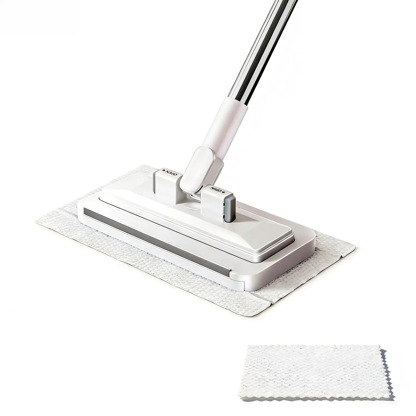Hands-Free Floor Mop with Clamp, Dry Wet Use Dust Mop for Hardwood & Tile, Flat Mop System, No Wash Mop
