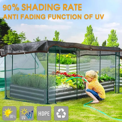 🌥️90% Blackout Cloth (Black) - 10 x 13ft UV-Resistant Shade Net with Reinforced Rivets