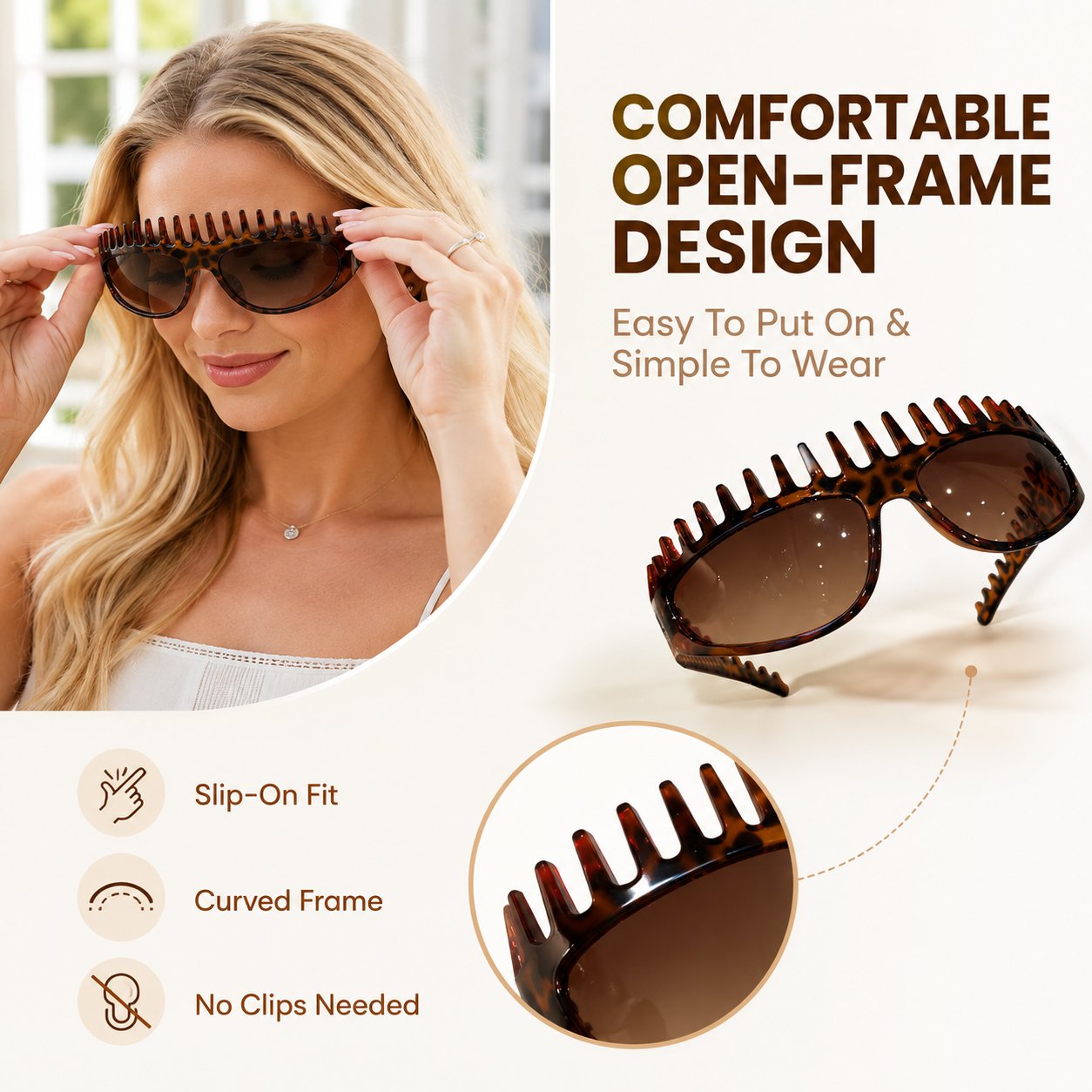 🔥50% OFF TODAY😎 2-in-1 Tortoiseshell Sunglasses Headband